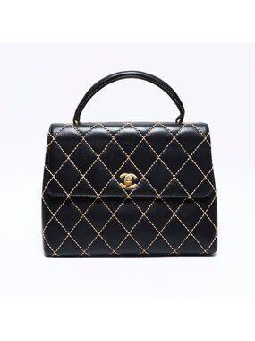 Chanel Handbag Lambskin Wild Stitch Top Handle Kelly
